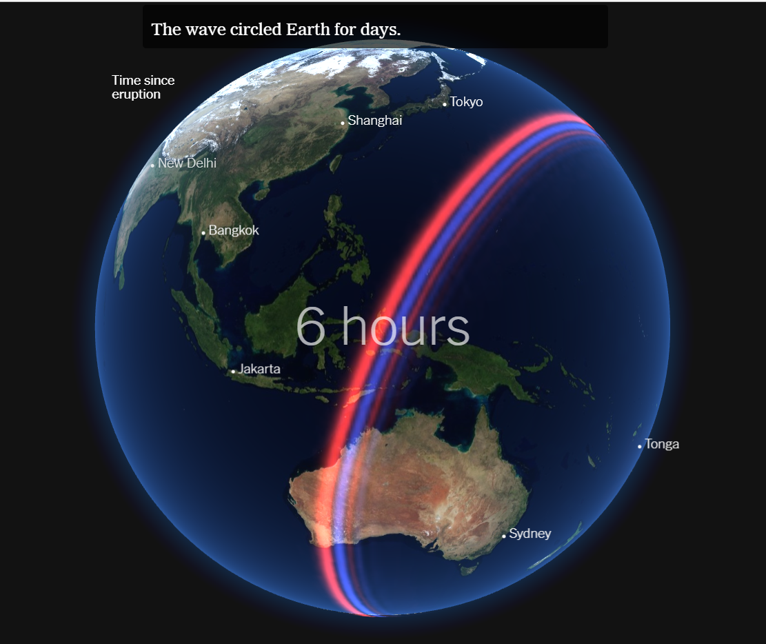 Visualizing a Globe Circling Shockwave