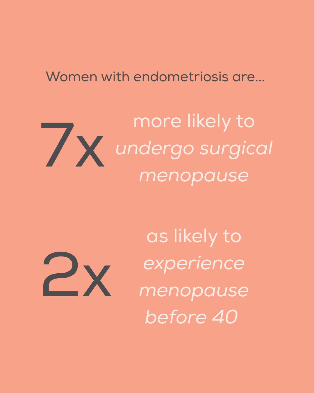 New research 🔍

A new study published in the Journal of Human Reproduction found that women with endometriosis are significantly more likely to experience premature menopause and surgical menopause.

📌 &ldquo;Women with endometriosis had higher ris