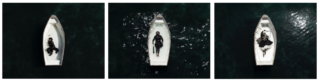 Mohau Modisakeng, Passage, 2017, t riptych video screen, 17:34 m, Photo courtesy of Galerie Ron Mandos - Amsterdam.
