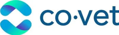 Close-up of the Co-Vet logo with stylized 'C' and the company name in blue text