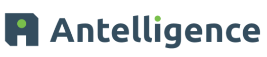 Antelligence logo with a stylized lowercase 'a' and the company name in dark blue and green