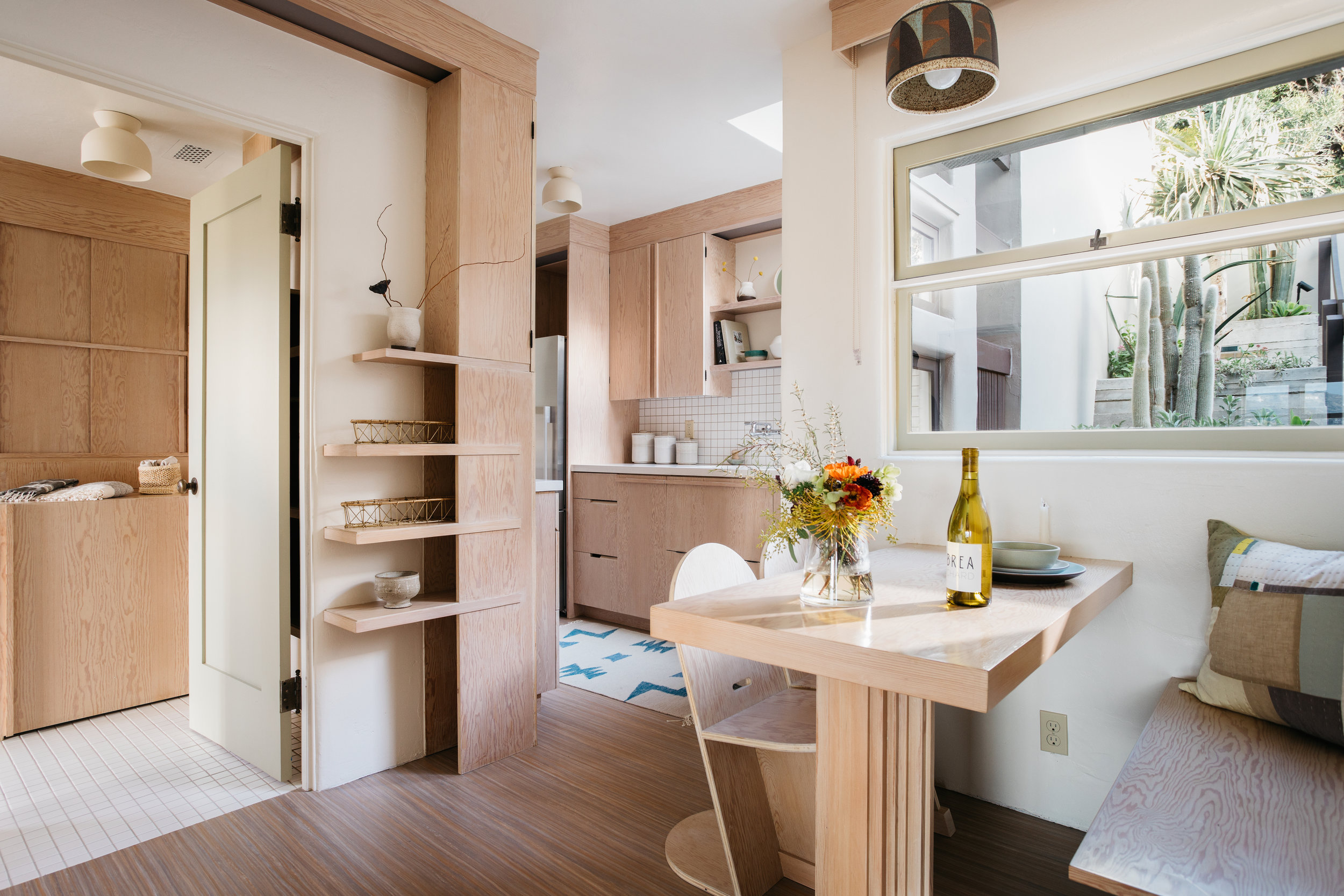 The kitchen and dining area in the Maid's Room at Manola Court.