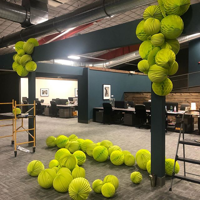 Mid-install on a job this last June. Had a bunch of fun putting together some party decorations for WorkHub a Co-Working space here in Tyler.