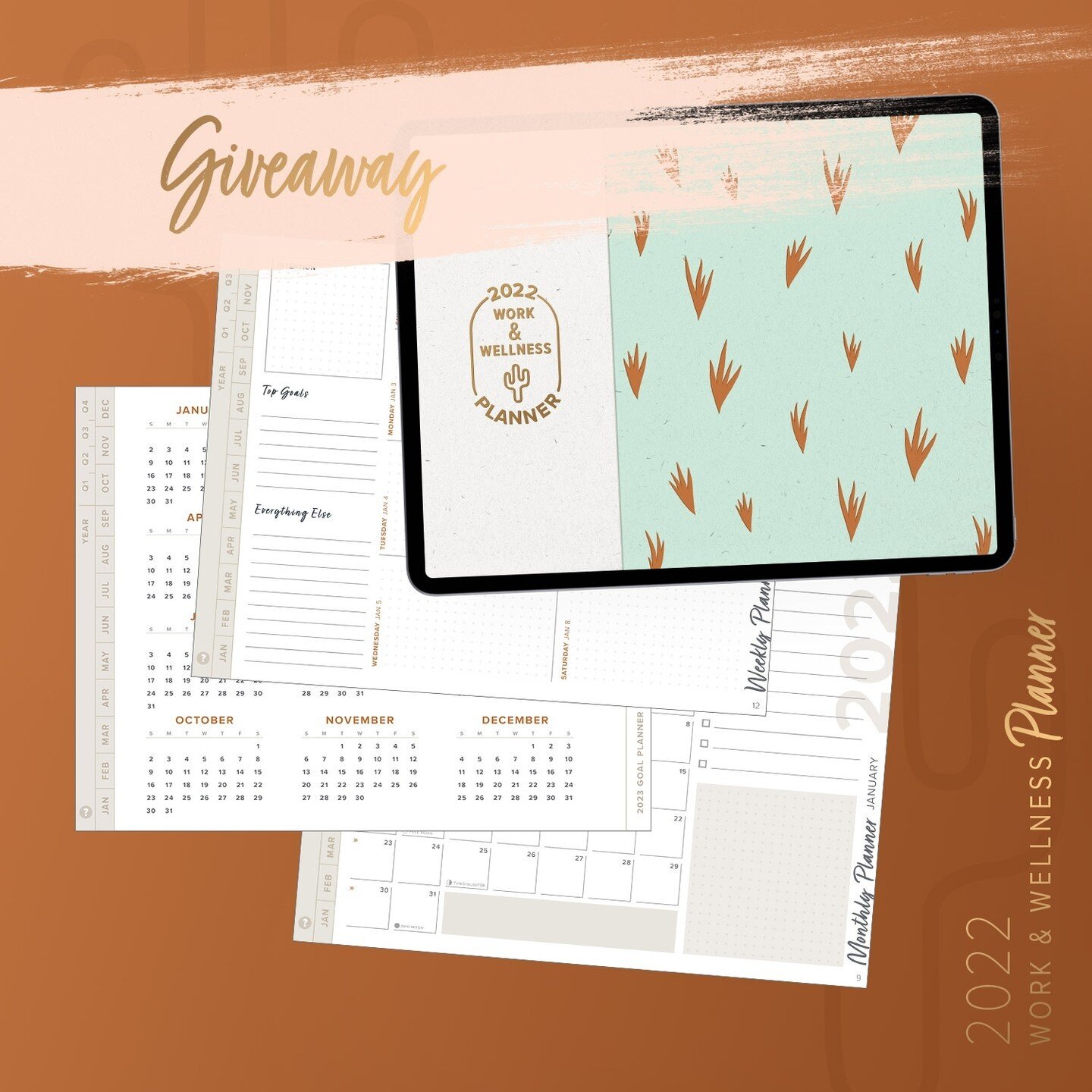 ✨GIVEAWAY! ✨ I just put the final touches on my first work &amp; wellness digital planner for 2022. Win yourself a free copy. Entry details below.⁠
⁠
This interactive digital planner helps you focus on creating and sustaining mental and physical self