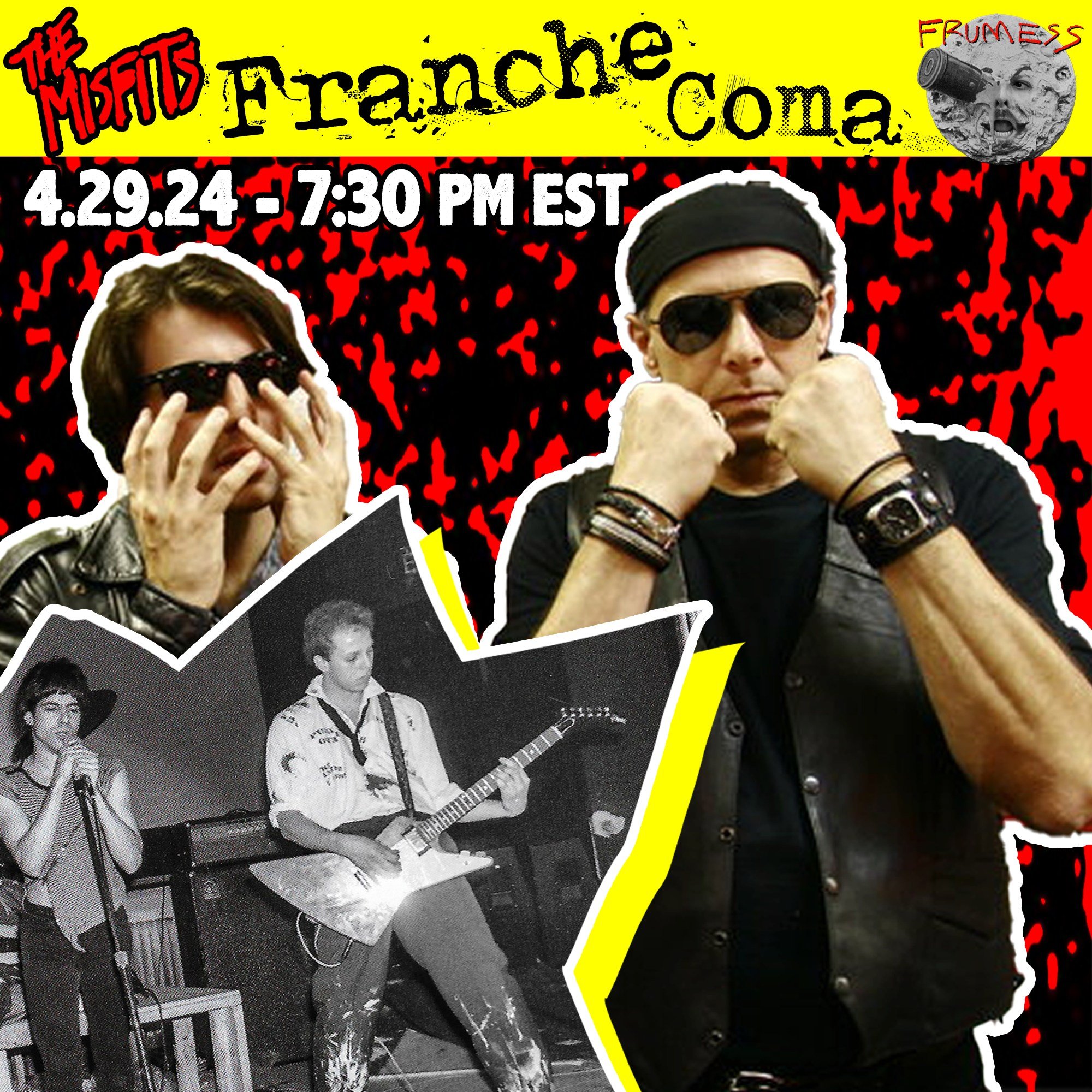We owe you a show. And a show is coming!
Franche Coma: Monday 4.29.24 @ 7:30 PM EST

#misfits #themisfits #franchecoma #staticage #jerryonly #jimcatania #mrjim #glenndanzig #danzig #plan9 #punk #music #rock #frumess #weare138 #crimsonghost #mannymart