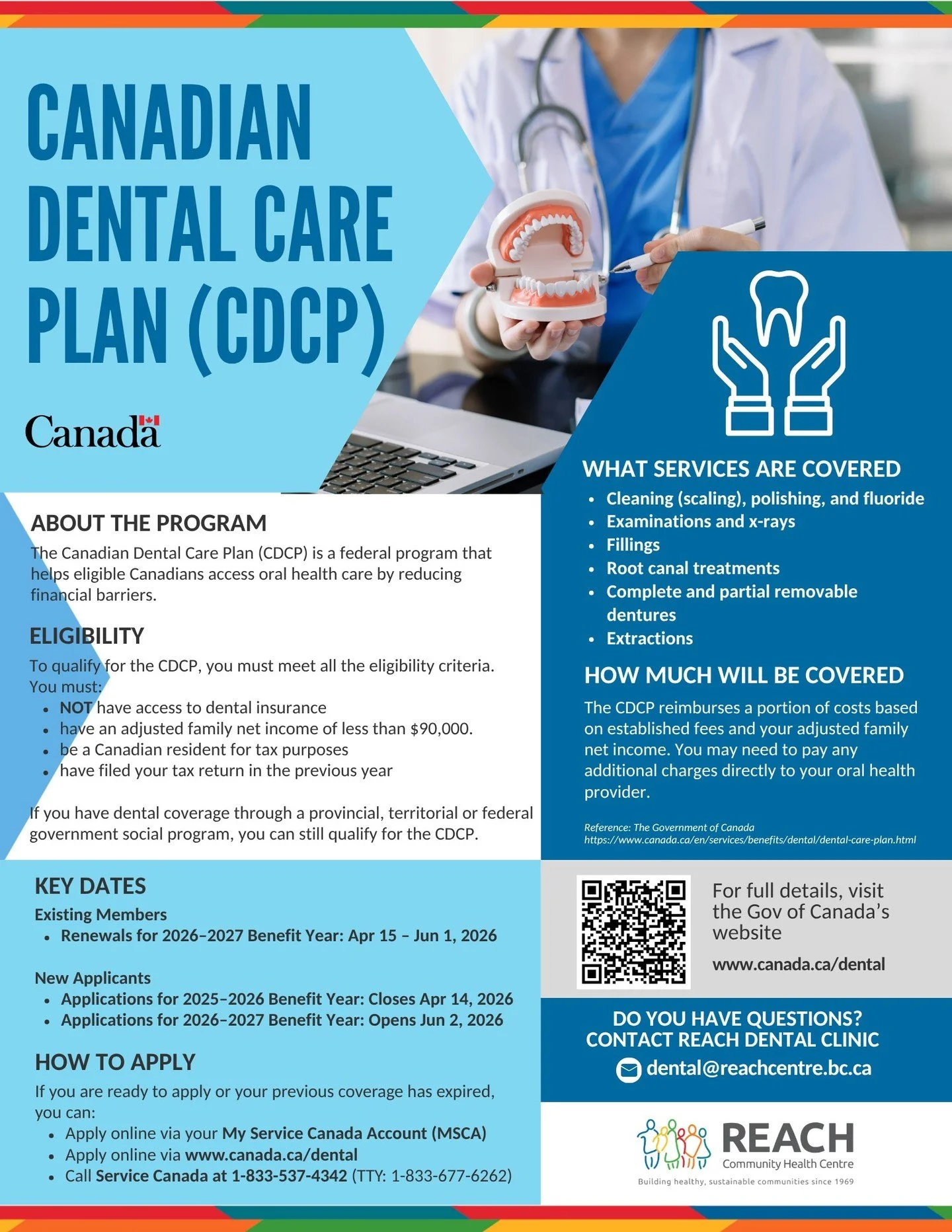 This Oral Health Month, we want to make sure everyone in our community knows about the Canadian Dental Care Plan (CDCP), designed to help people who don't have dental coverage access the care they deserve.

If you have a family net income under $90,0