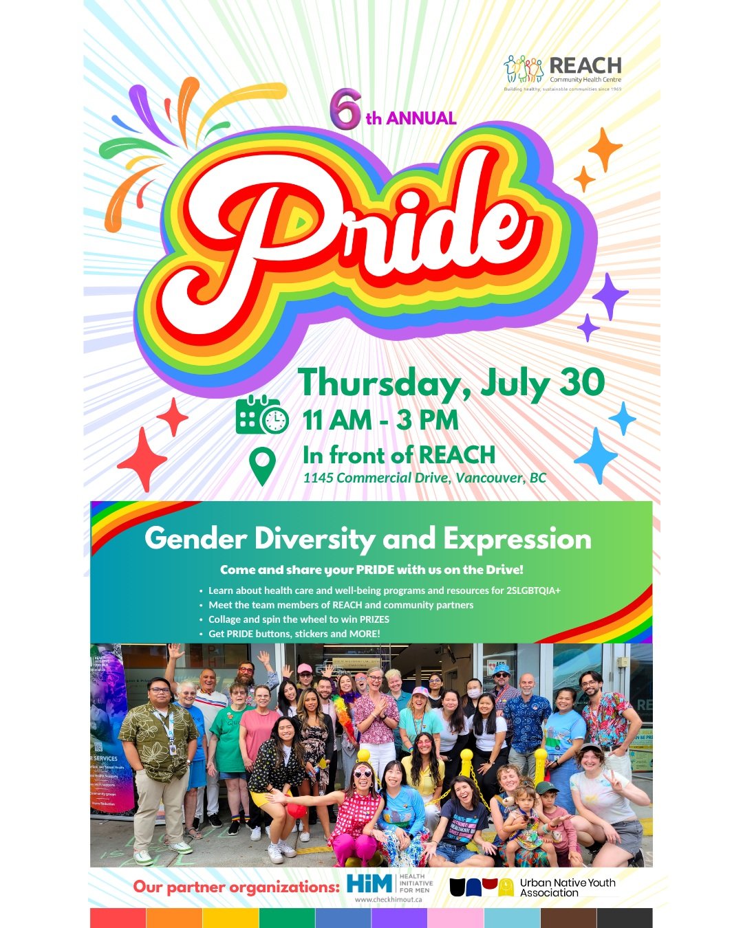 REACH PRIDE on the Drive is back for our 6th year in a row! This year&rsquo;s theme is gender identity and expression and we cannot wait to welcome you all. There will be colourful swag, a collaging activity, spin the wheel, gift card prizes from @cr