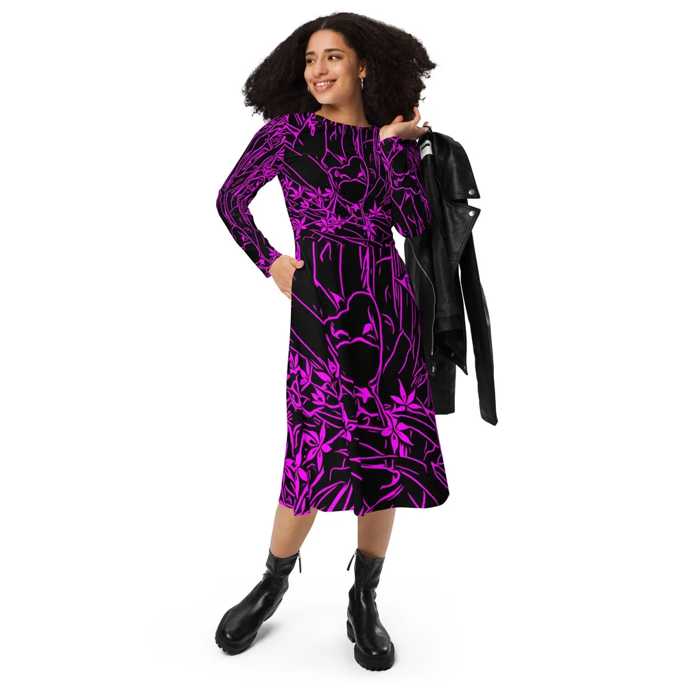 chinese dress ladies Women's Spring Summer Swing Long Sleeve Midi Dress 3319,Size XS #CK220 –  Xiaolizi main image 0
