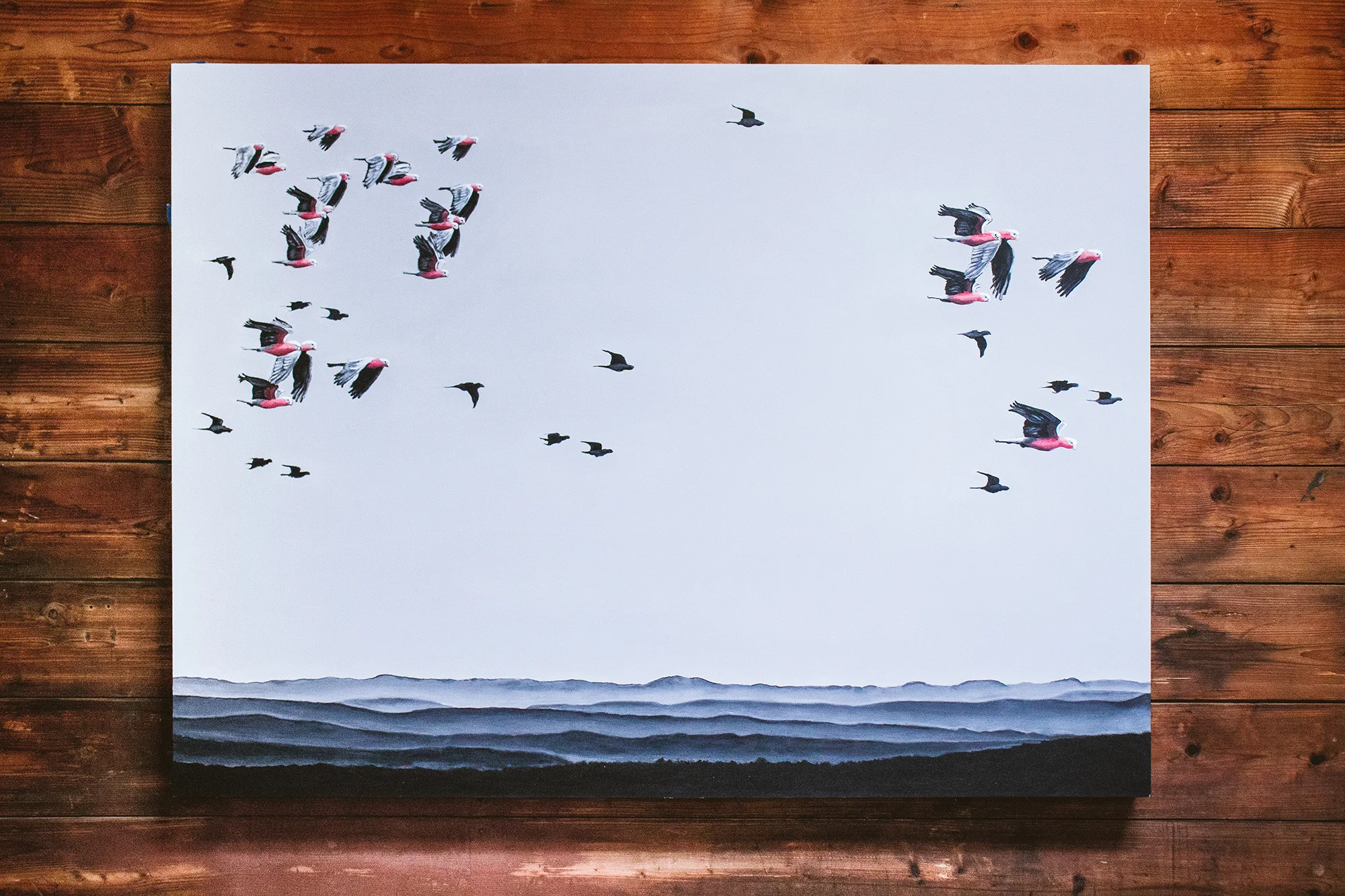 Flight II: Landscape with Galahs