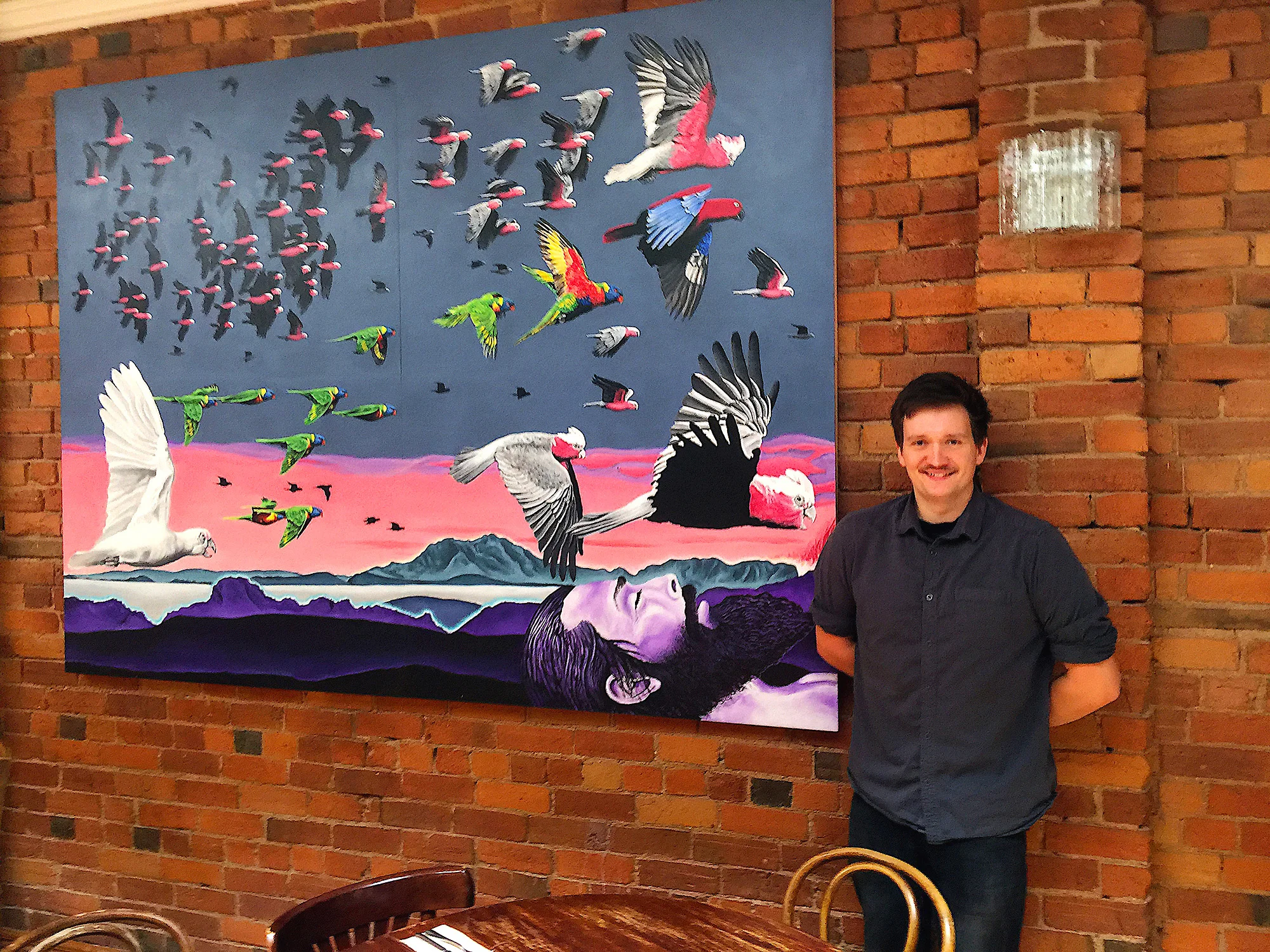 This is Felix. Apart from conducting service of the Red Hill Hotel like Darren Barreboim, he’s also a lovely bloke… We managed to unwrap, re-assemble and mount this hefty pic by ten past twelve, with a full compliment descending on the pub for lunch. Felix watered the arrivals downstairs. Didn’t flinch. Didn’t blink. Legend.