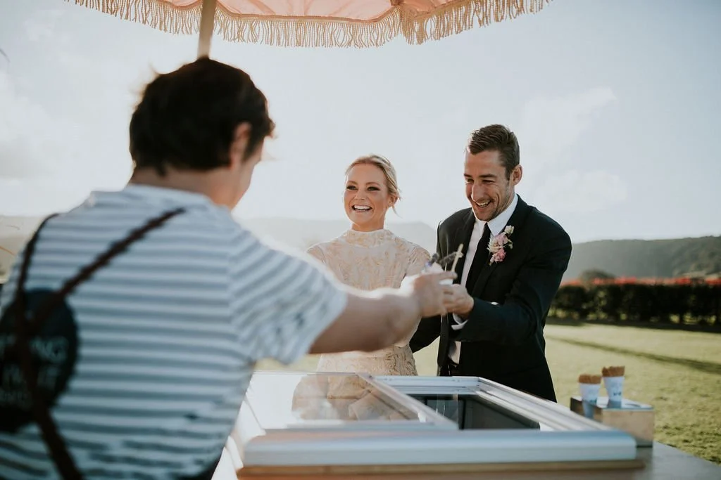 The Gelato Bike serving wedding gelato at Seacliff House
