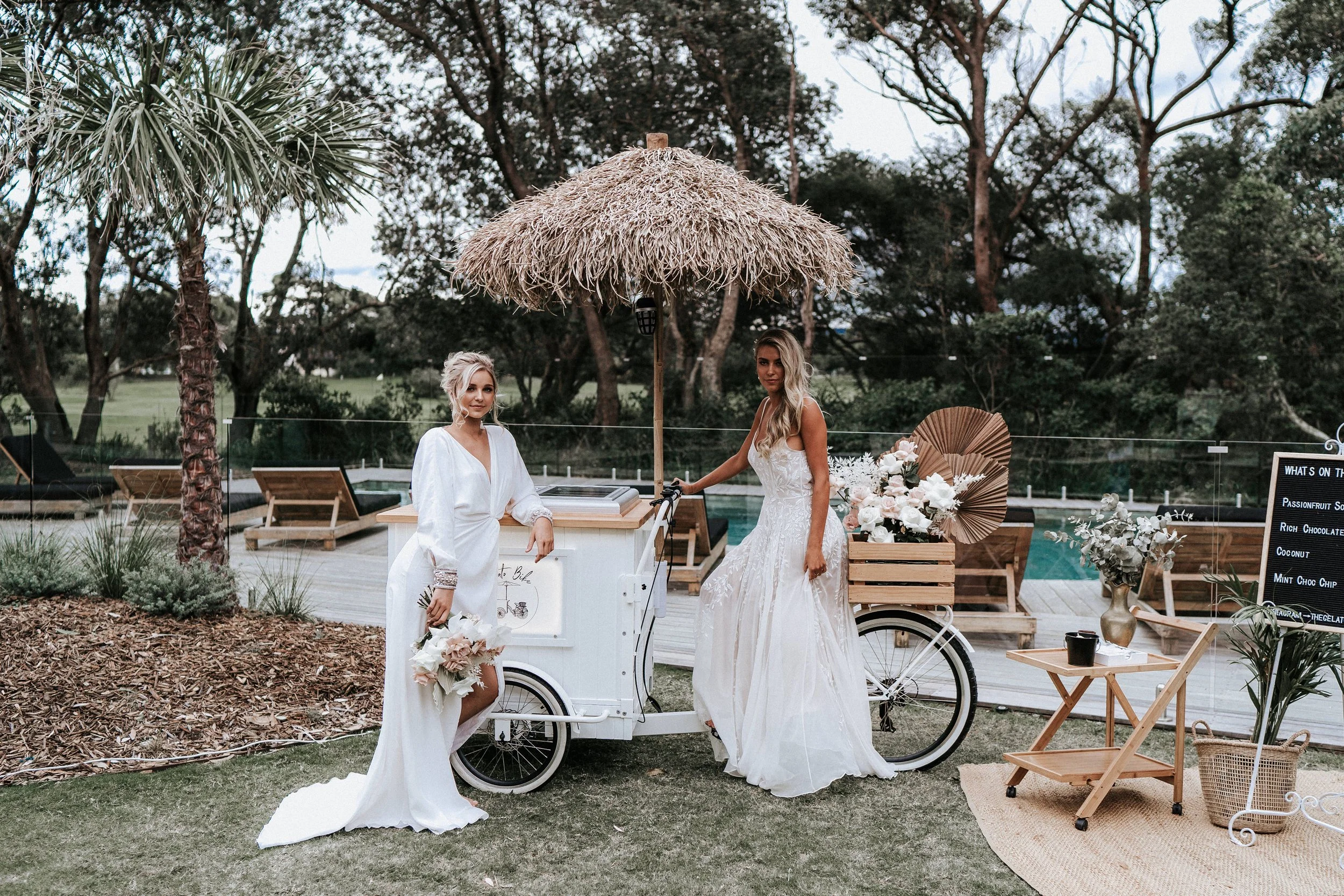 Gelato cart with umbrella at an outdoor NSW wedding