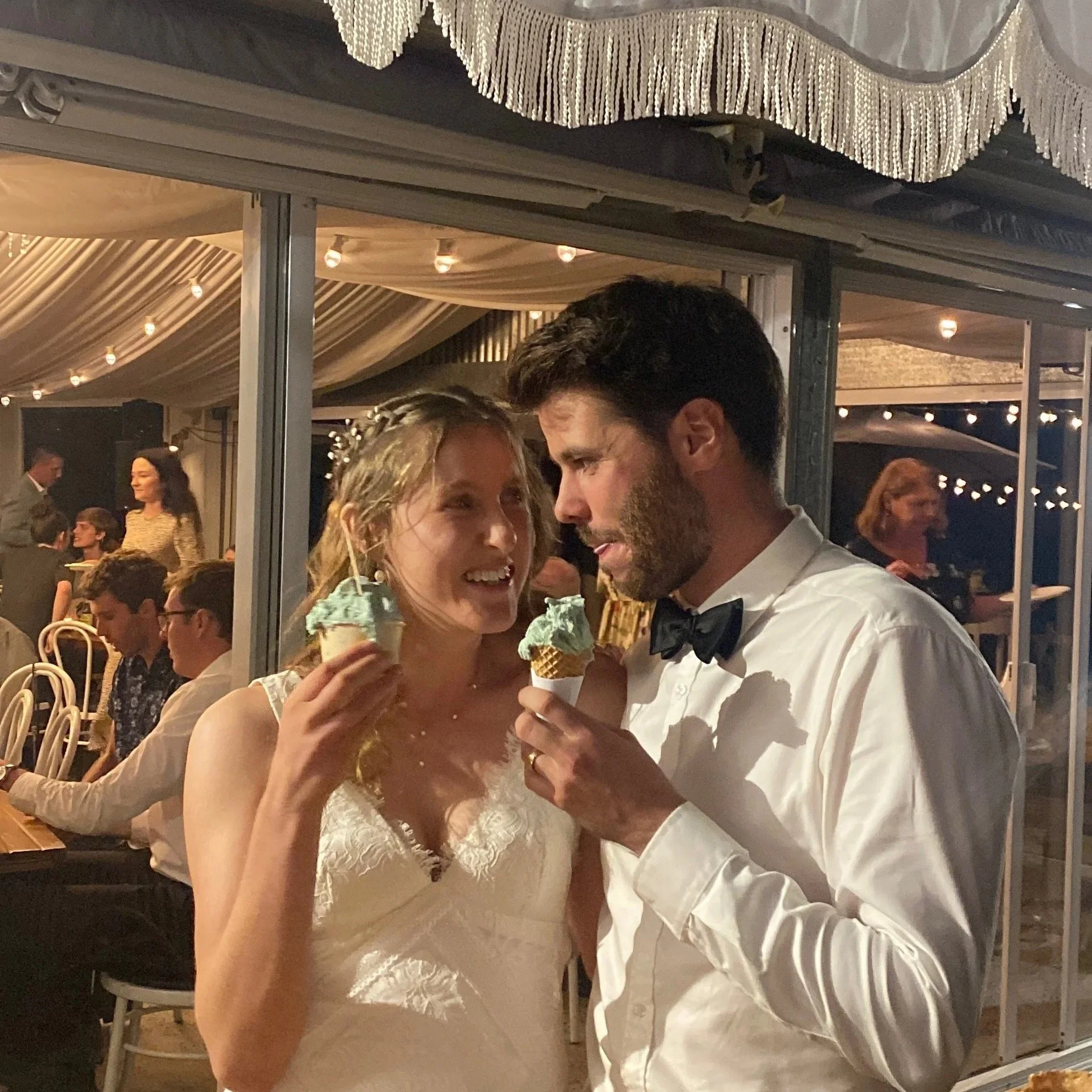 Wedding guests enjoysing gelato at Wildwood Kangaroo Valley