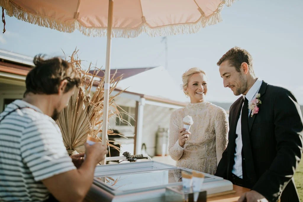 The Gelato Bike serving wedding gelato at Seacliff House
