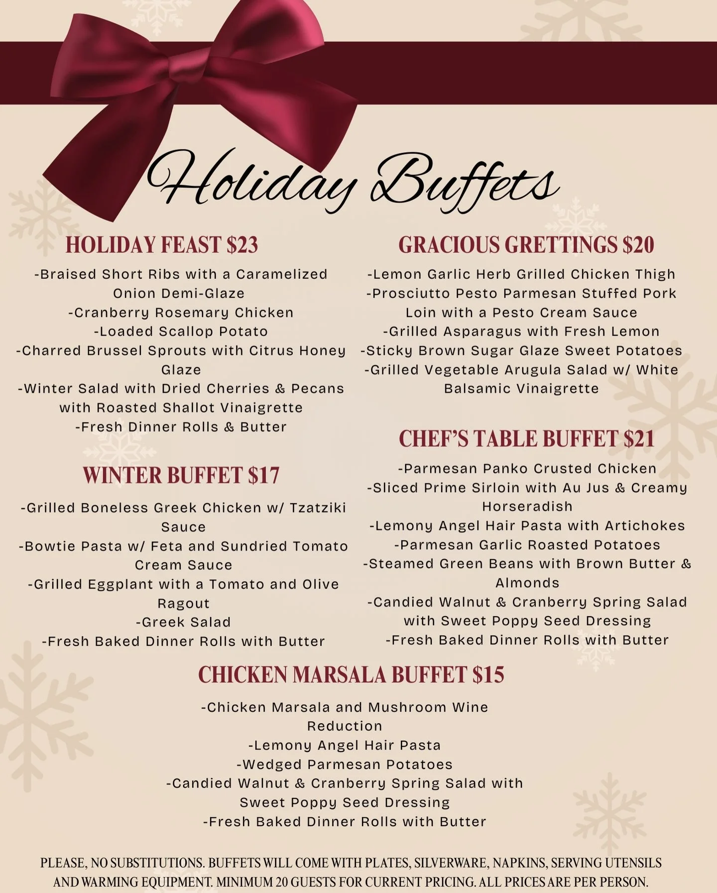 Our Holiday Menu is HERE!!!✨🎄🎀We&rsquo;re open on Christmas Eve for delivery, plus hot &amp; cold pickups to make your holiday gatherings effortless. Spots are already filling up! Please call or email us for details and reserve your order today! 🍽