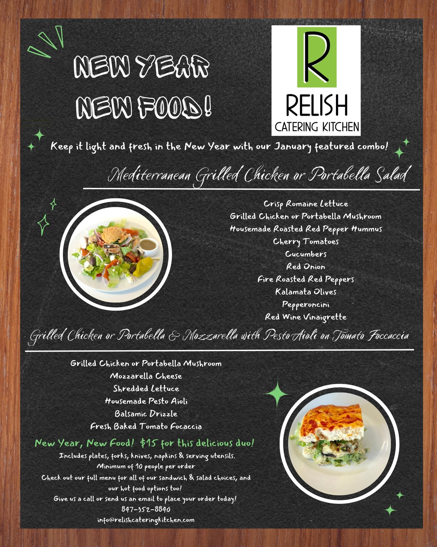 New Year, New Food! 🥗🥪😋

Kick off the year with our new featured combo! 
Enjoy a Grilled Chicken &amp; Mozzarella Focaccia Sandwich with our house made Pesto Aioli, paired with a Mediterranean Grilled Chicken Salad.

🌱 Vegetarian? No problem, sub