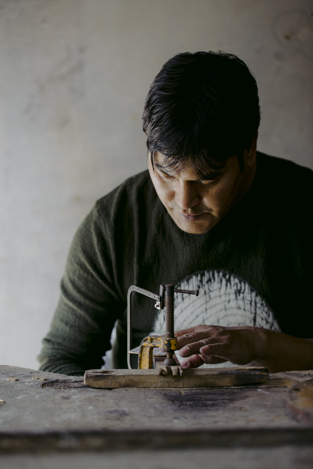 Artisan in Nepal making hand forged contemporary jewelry
