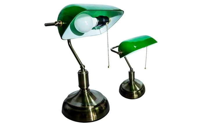 Antique Brass Banker's Desk Lamp