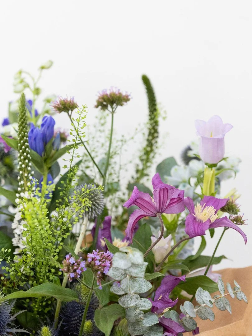 Jack's Blues, Fresh Flower Bouquet, Detail View.