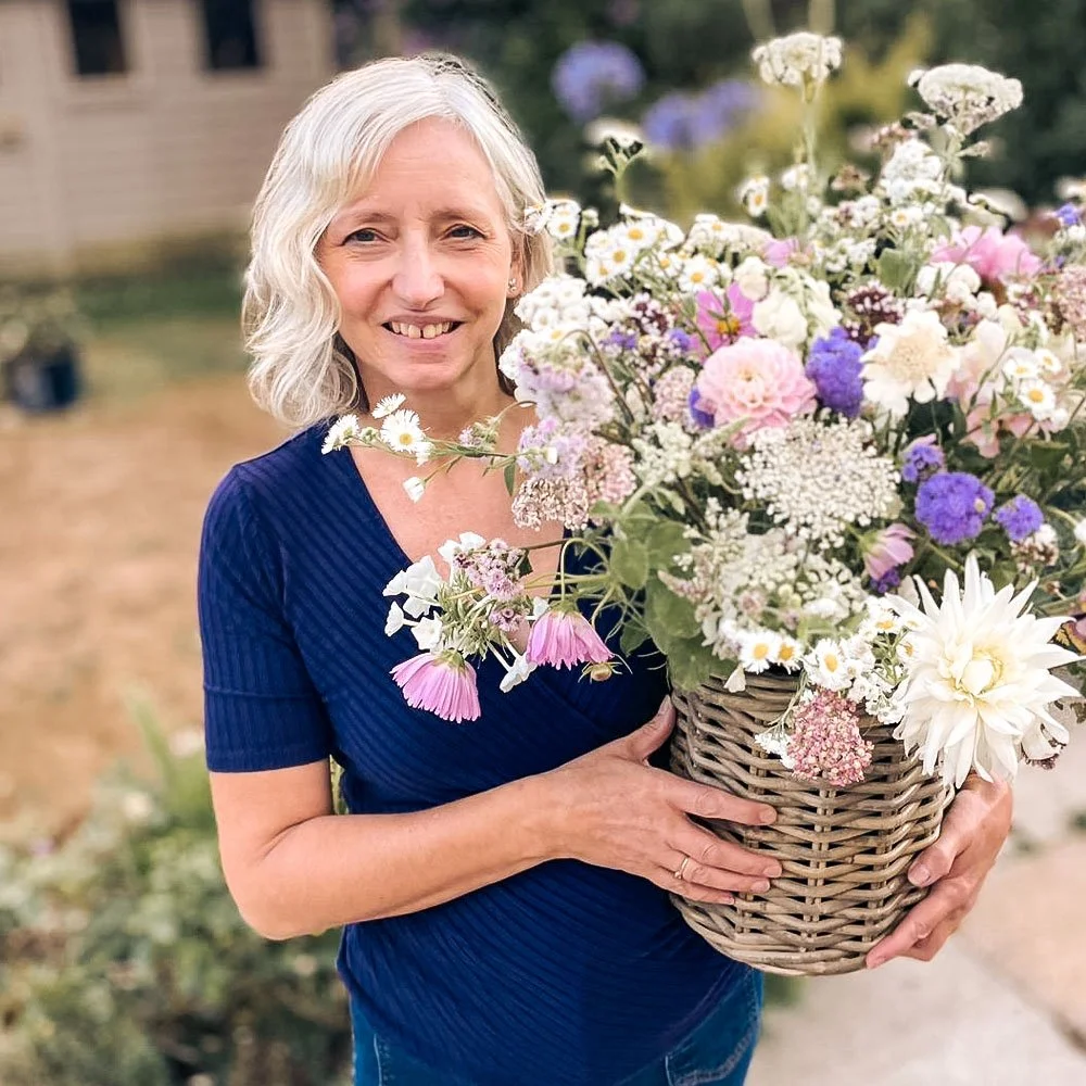 Karen helping with floral arrangements for Arcade Flowers
