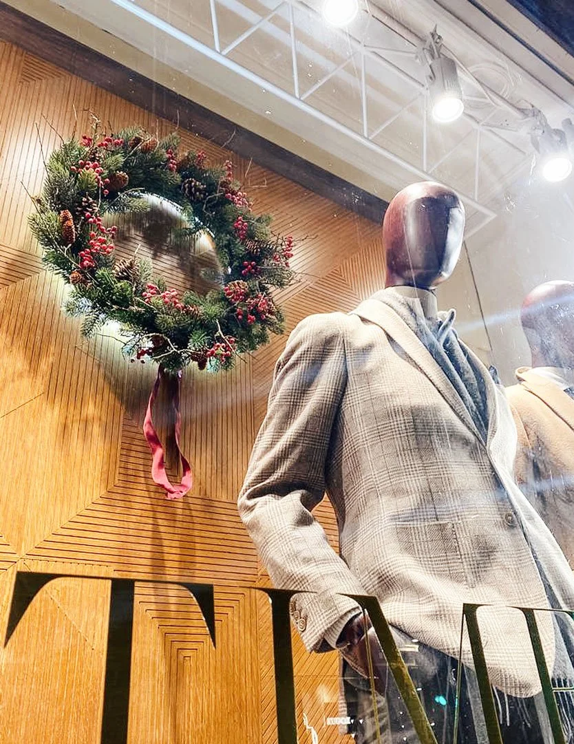 andcrafted festive wreaths designed for Hackett London store windows