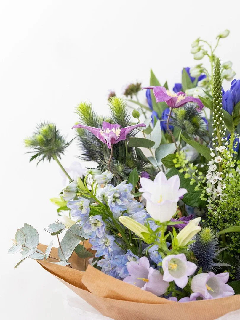 Jack's Blues, Fresh Flower Bouquet, Detail View.