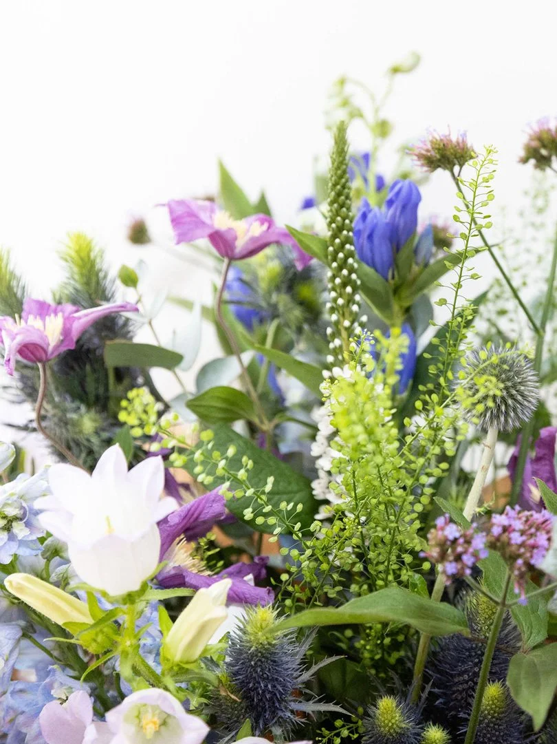 Jack's Blues, Fresh Flower Bouquet, Detail View.