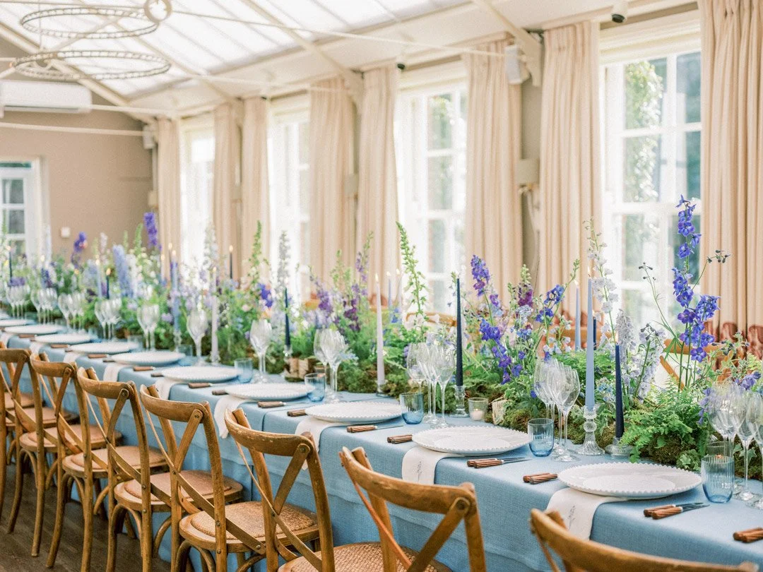 Wildflower-inspired tablescape for American Express UK lunch at Chewton Glen