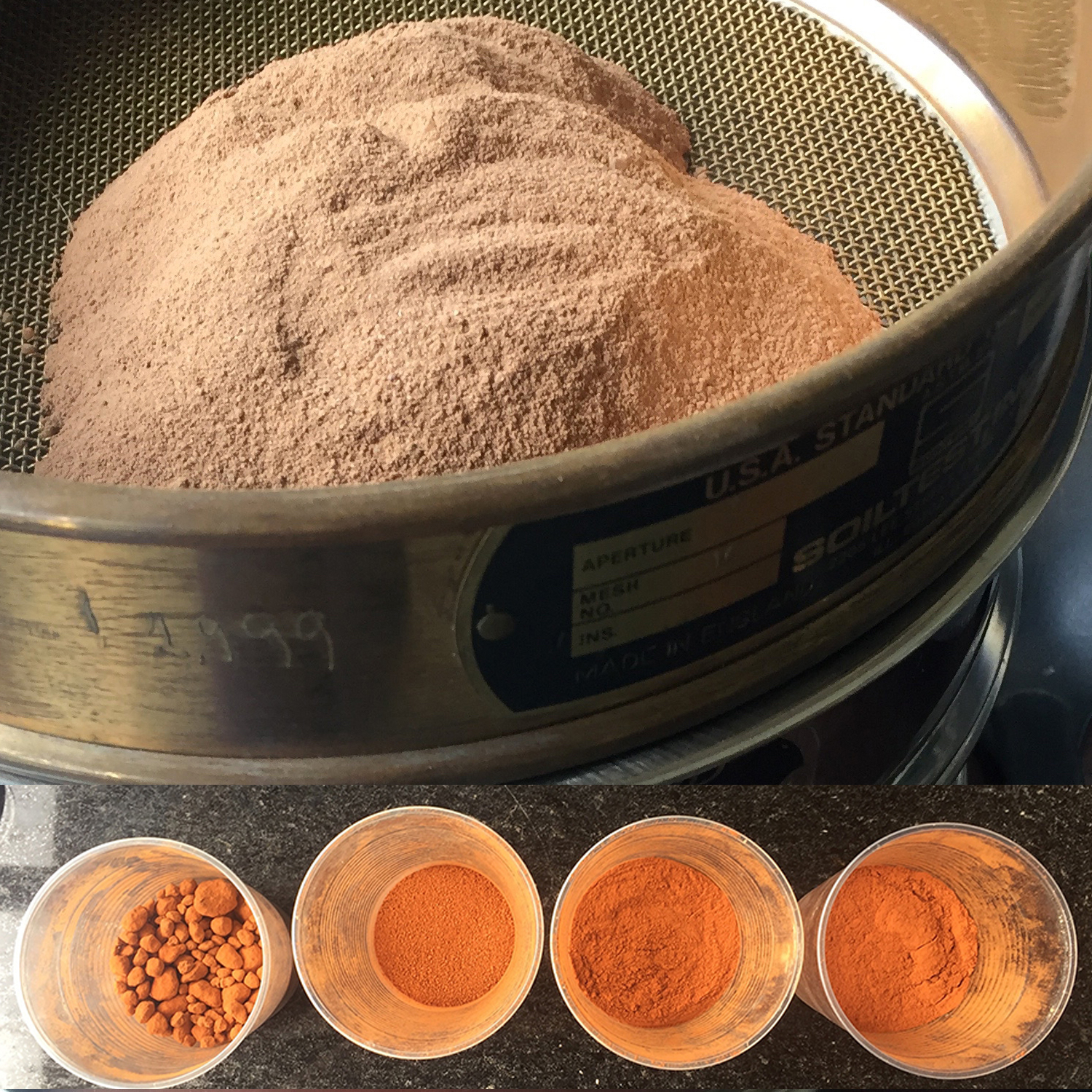  Pigments are sieved into different particle sizes