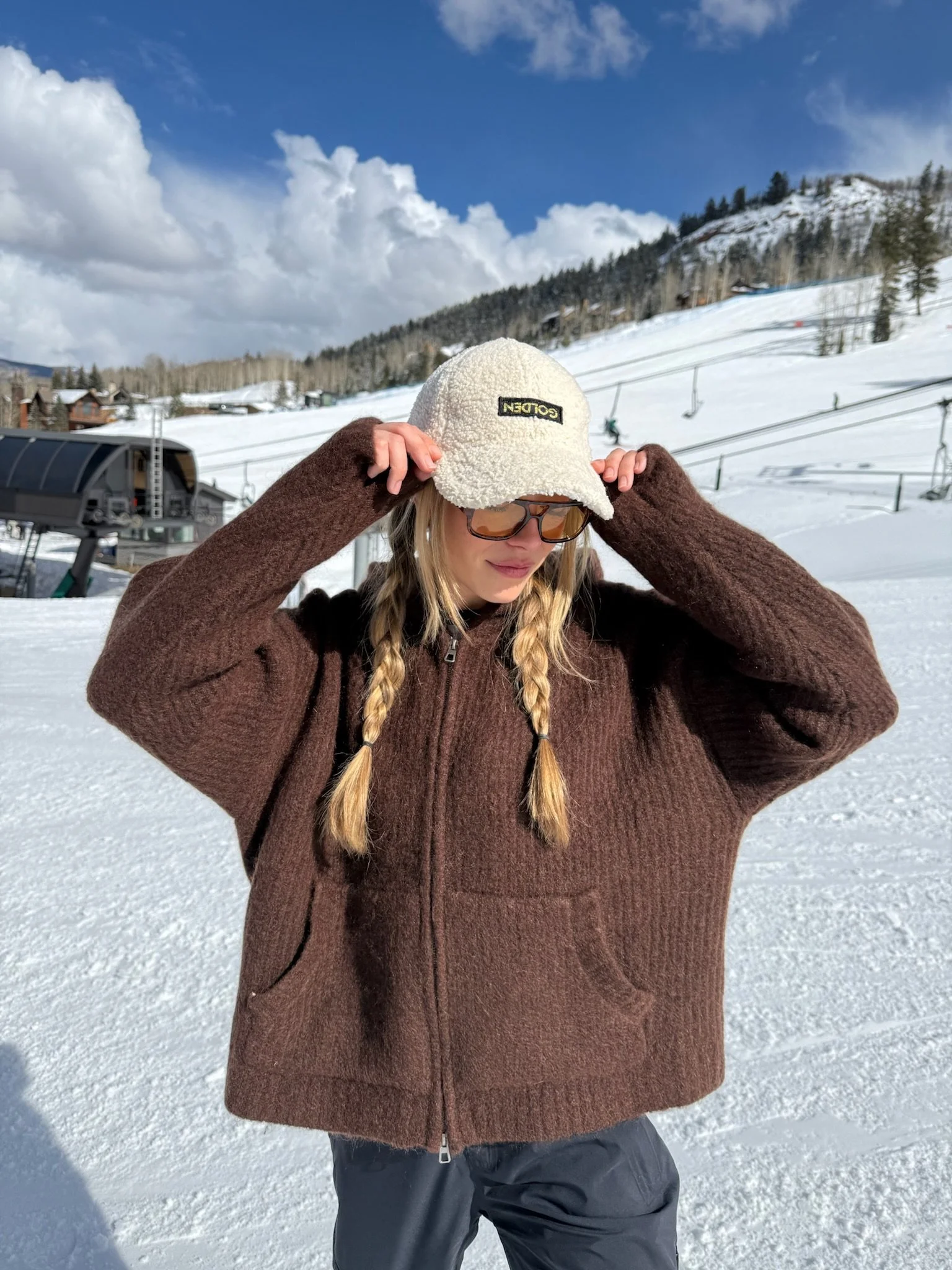 Natural GOLDEN Sherpa Hat