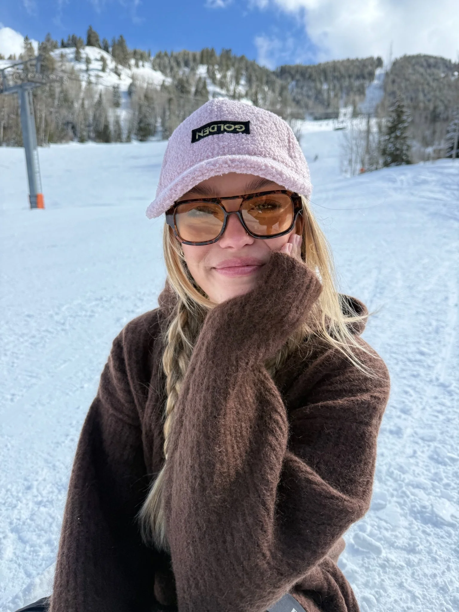 Pink GOLDEN Sherpa Hat