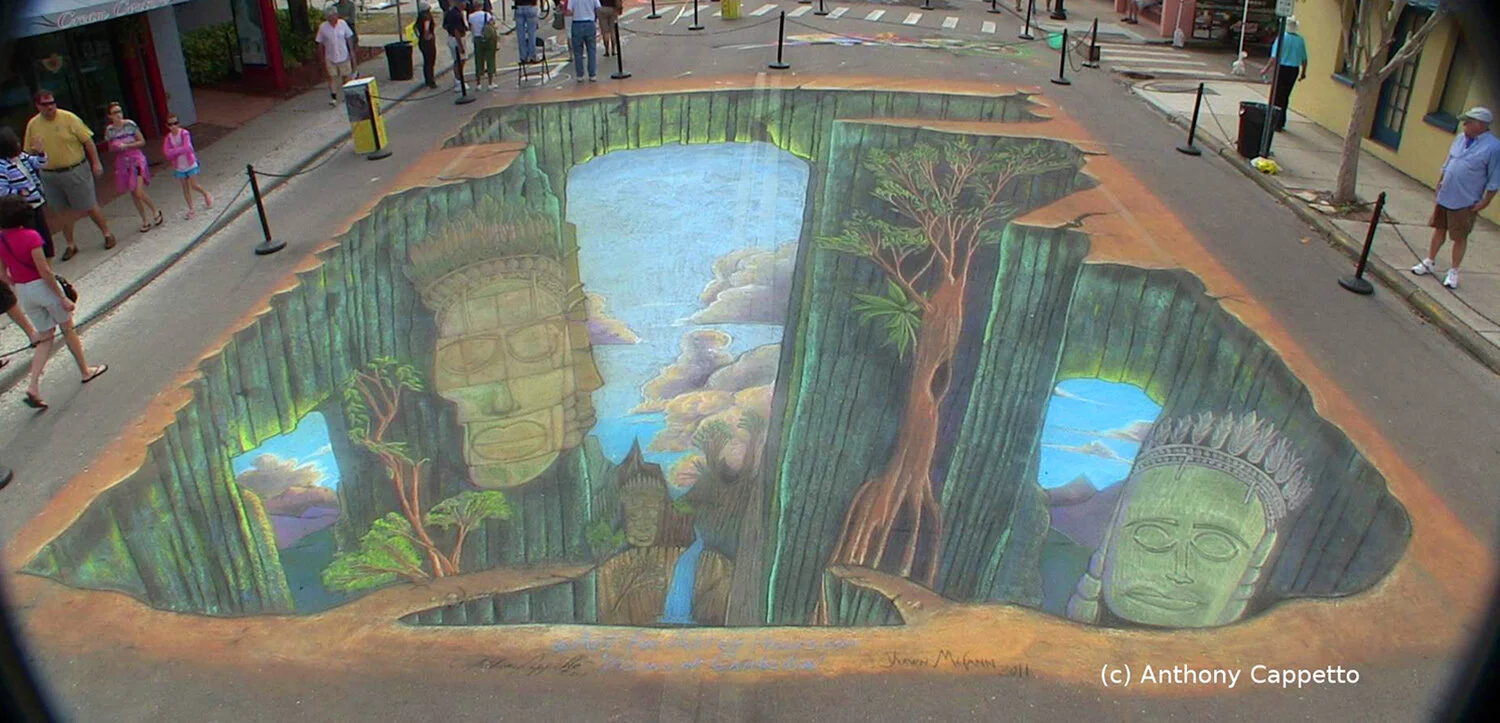 Visions of Cambodia 1st Ever 3D/AR chalk art by Anthony Cappetto
