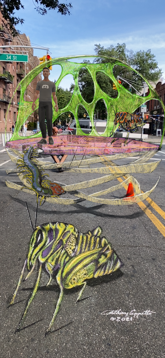 AR 4D Chalk Art Grasshopper Environments by Art forAfter Hours/Anthony Cappetto