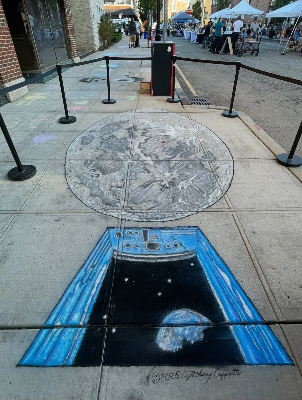 'Moon to Earth' 3D Chalk Art Arts Fest in Rahway NJ.