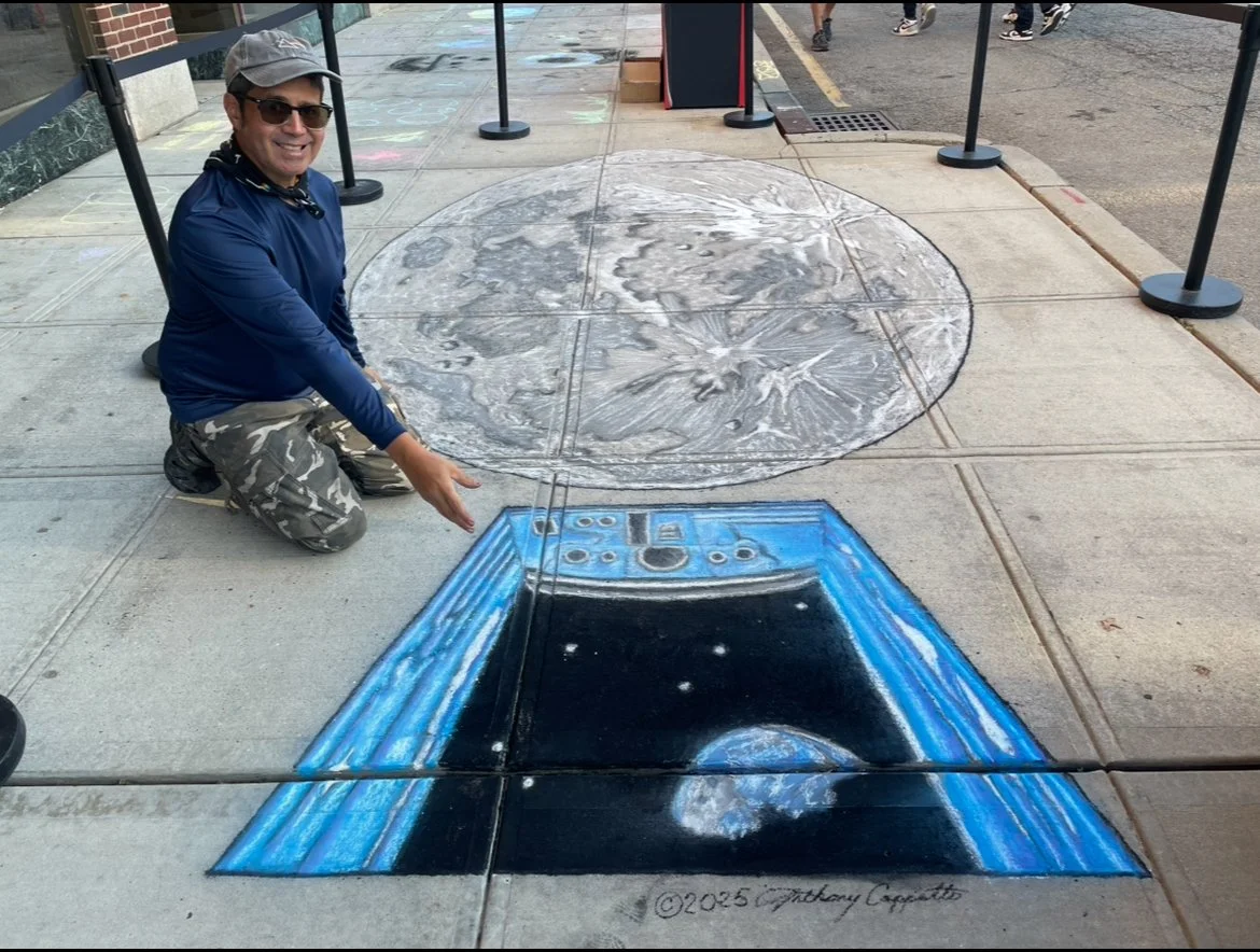 'Earth to Moon' 3D Chalk Art by Anthony Cappetto