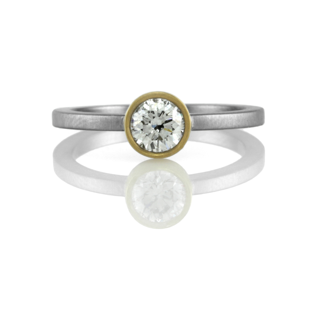 22kt gold bezel setting on stainless steel band