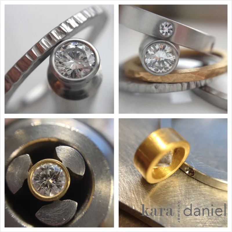 in process: bezel-set diamonds & stack bands