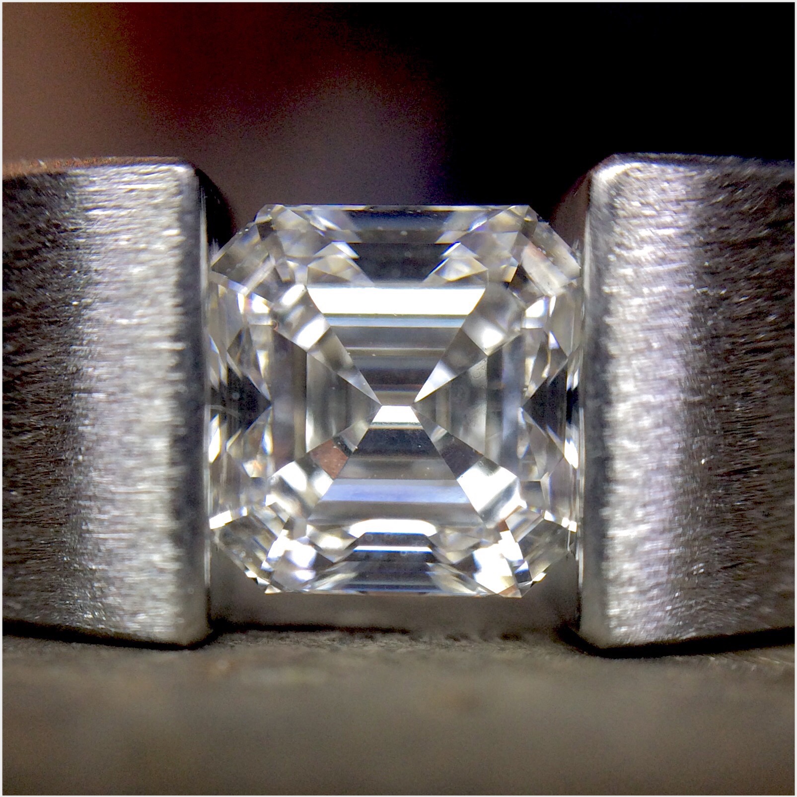asscher-cut diamond in 'the one' tension-setting