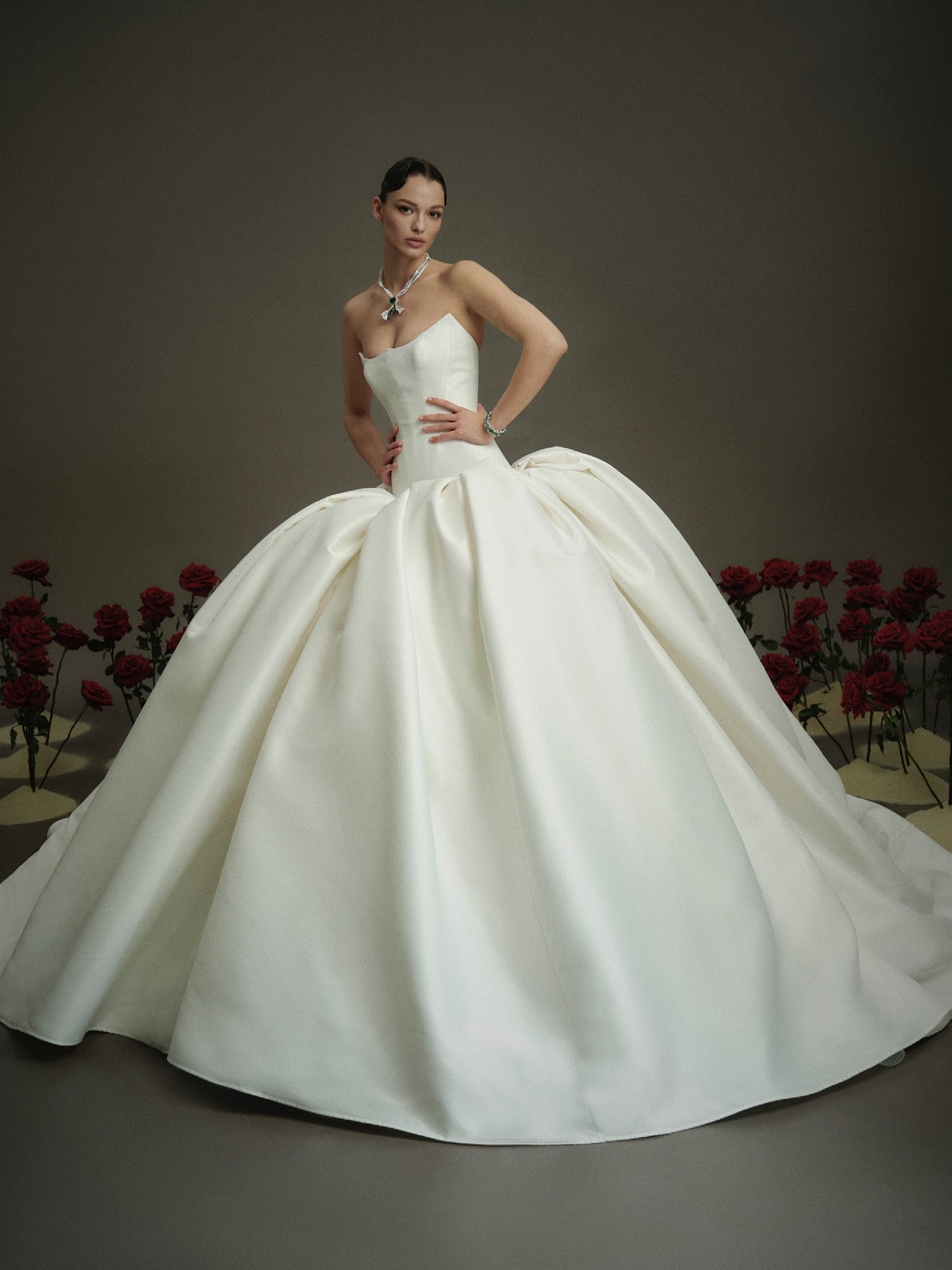 Bring on the drama!!! 
This stunning mikado gown from @nicolefeliciacouture is THE signature look from the SS26 collection and will be with us for all brides visiting us in July. Don&rsquo;t miss it as it will then only be back with us from October o