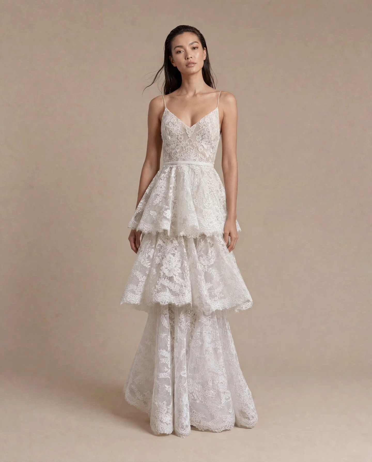 Layered french lace, a delicate silk georgette and playful volume.

'Kate' from our NOMADS collection.