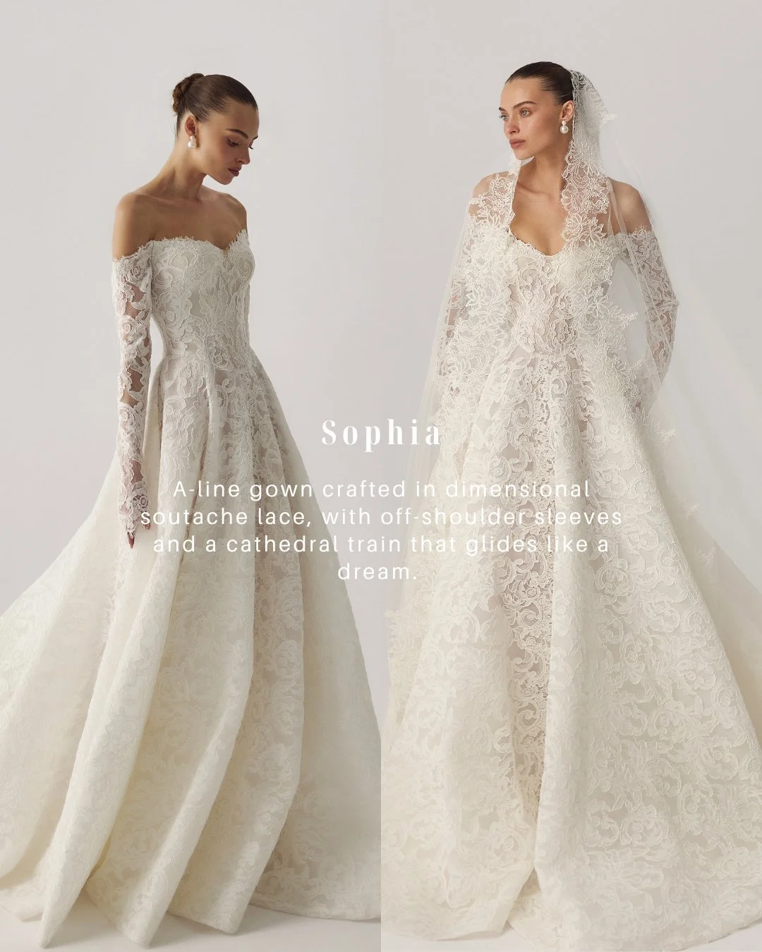 She's here and she is STUNNING!

'Sophia' has arrived from Lihi Hod and she is just as stunning as when we first saw her in New York during Bridal Week.

An A-line gown crafted in dimensional soutache lace, with detachable off-shoulder sleeves and a 