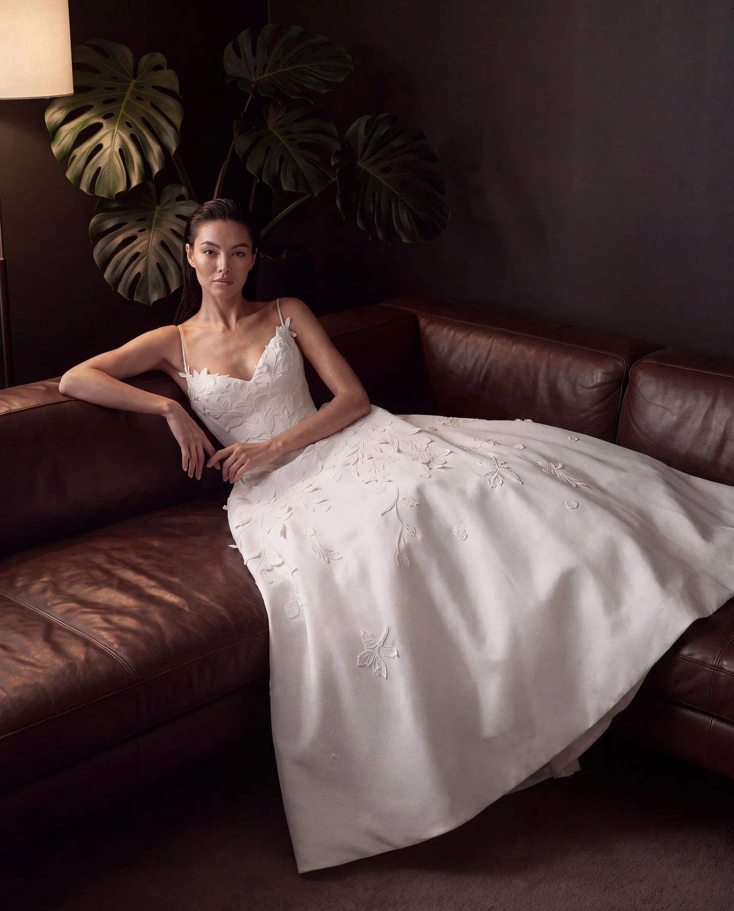 A gentle ballerina style top, combined with a dramatic ballgown skirt with floral applique. 
This Mikado gown from the Nicole + Felicia SS27 collection is a perfect combination of drama and simplicity.

Now available to try in the boutique.