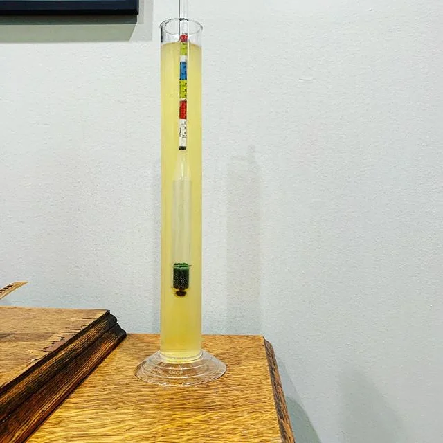 First brew at the new location! A semi-sweet, dry hopped cider. Been cold crashing for a month. Ready for bottling. .
.
#homebrew #craftnotcrap #cider #dryhopped #localbrew
