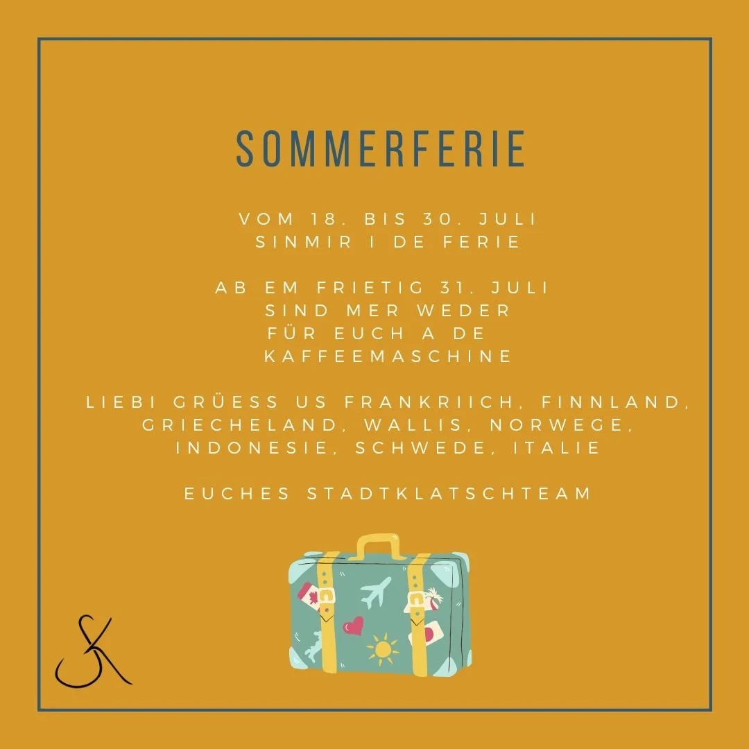 Wir schliessen unser Lokal f&uuml;r zwei Wochen, um mit unseren Familien und Freunden den Sommer in vollen Z&uuml;gen zu geniessen. 🌊

Was wir so vorhaben?
🥾 Wandern &amp; Trekken
🏊&zwj;♂️ Baden &amp; Surfen
🚴&zwj;♂️ Biken
⛵️ Boot fahren, erkunde