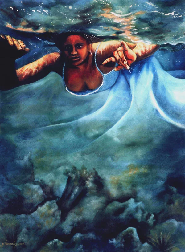 Yemaya's color signs are blue and white. Her numerical vibration is 7. Her metal is silver. Her foods include watermelon, corn meal, and molasses. Sea salt is her spice. Her favored day is Saturday.