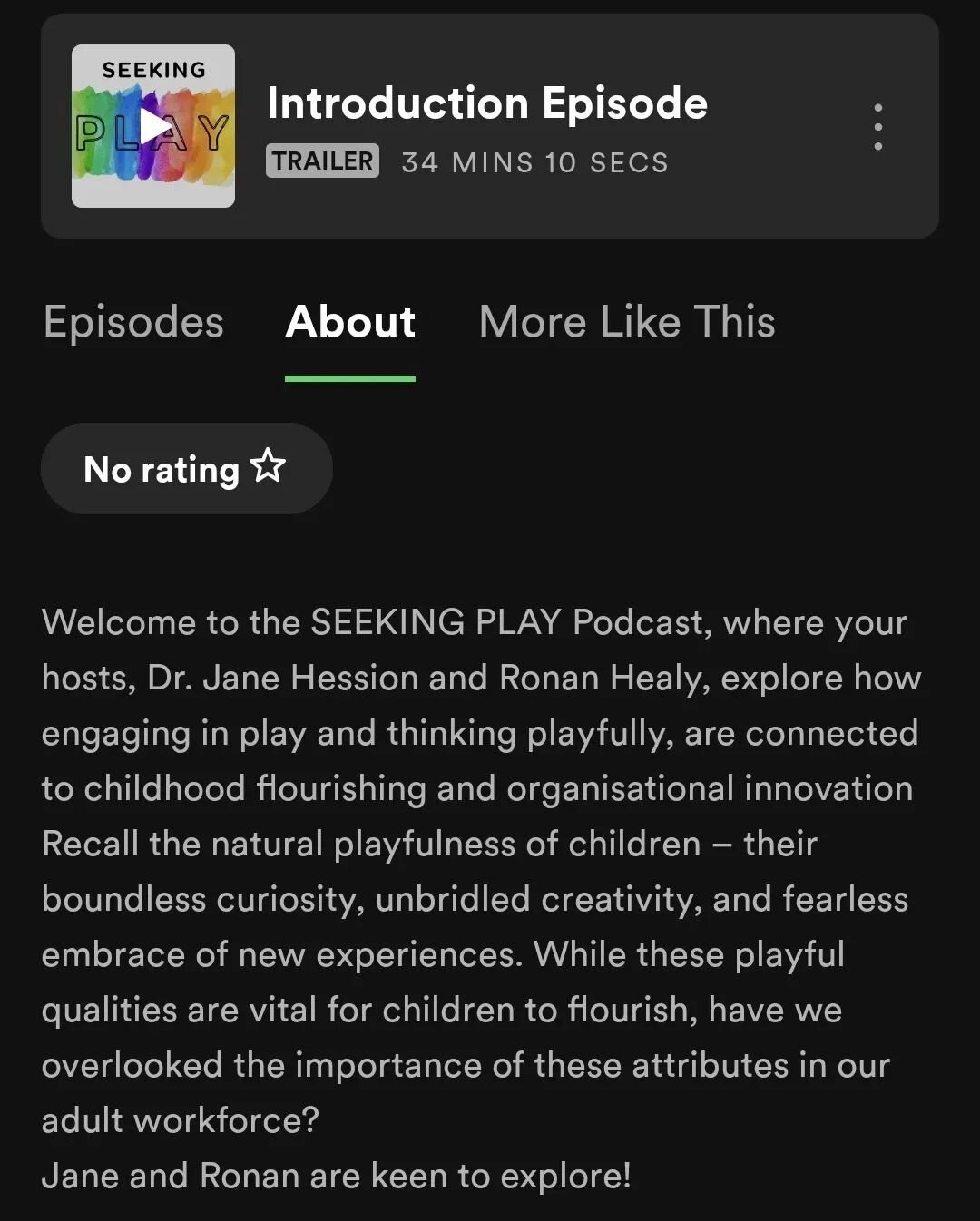 Our little playful podcast is available on Spotify!