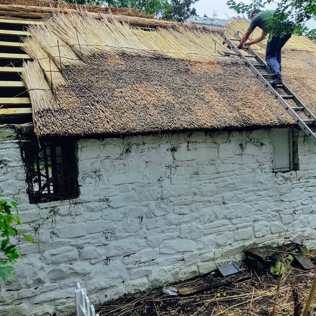 Plenty of jobs-to-be-done at Bunratty Folk Park! 
While this artisan's thatching skills may seem quaint the job (installing a roof) highlights Tony Ulwick's perspective on a job, namely 
1. A job is stable; it doesn&rsquo;t change over time. (Tick! E