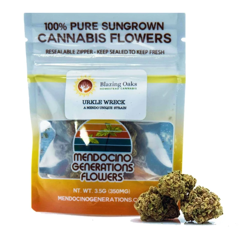 Mendocino Generations, Urkle Wreck (Hybrid) 1/8 Packaged Flower, Outdoor Light Dep