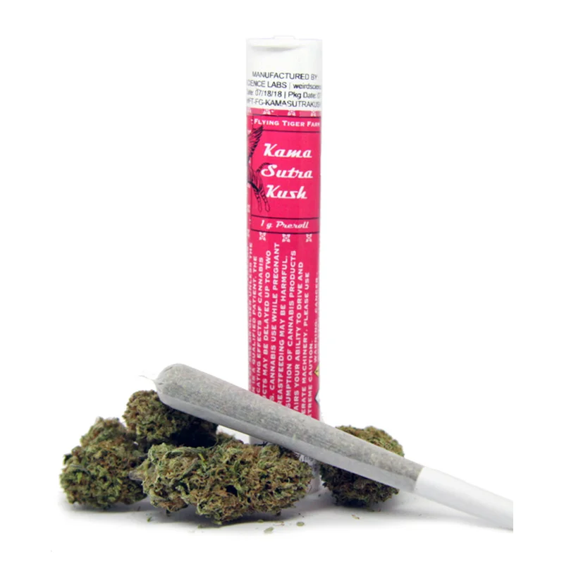 Flying Tiger Farms , Kama Sutra Kush (Hybrid) Single Pre-Roll, Outdoor Light Dep