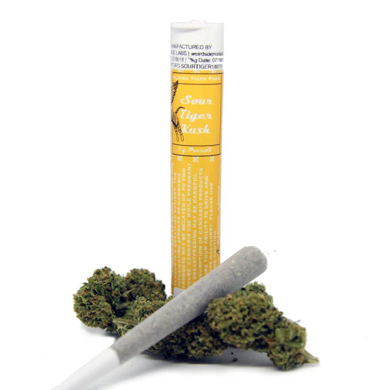 Flying Tiger Farms , Sour Tiger Kush (Hybrid) Single Pre-Roll, Outdoor Light Dep